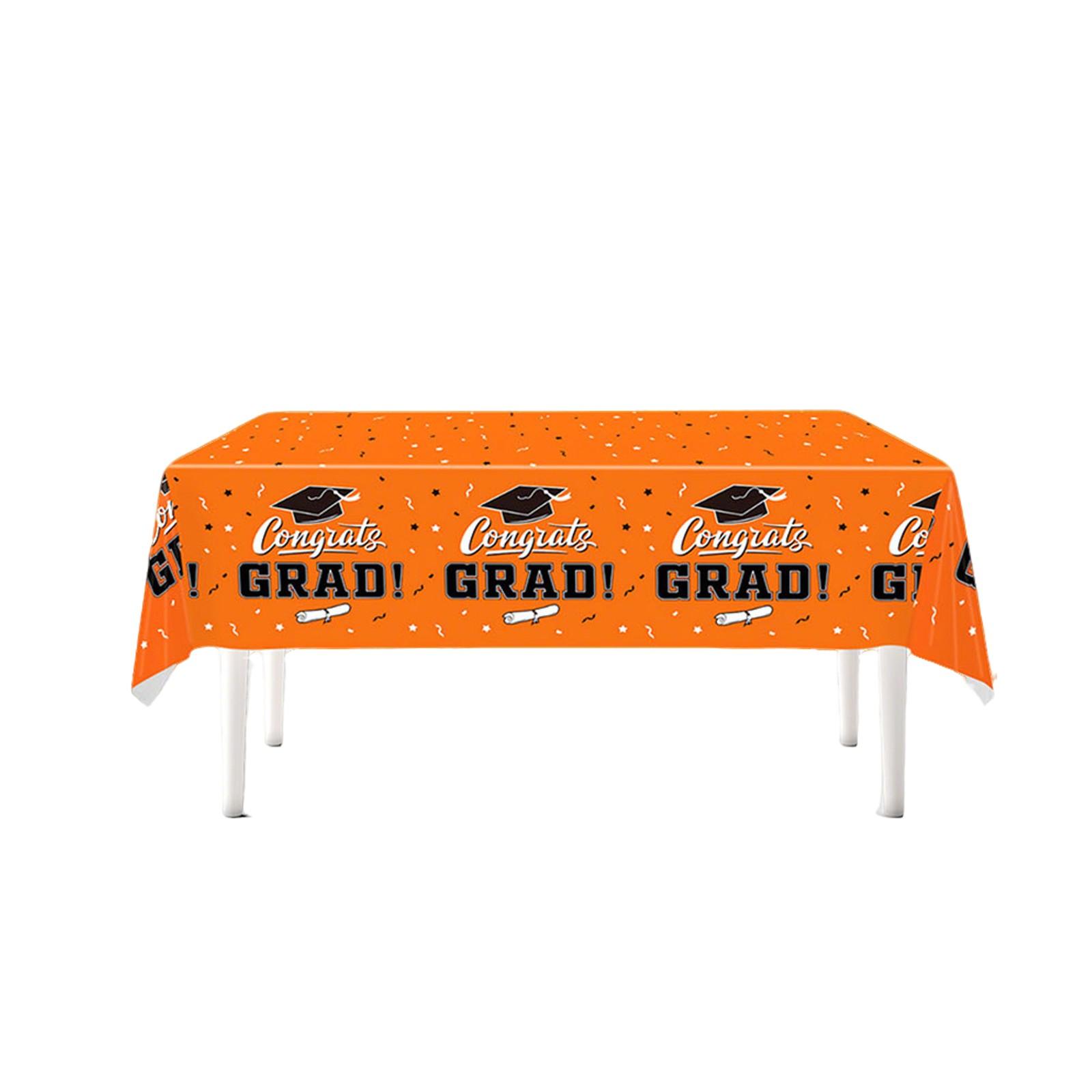 

Graduation Tablecloth 274 x 137 cm Plastic Table Cover Congrats Grad Print for Graduation Party Decorations Supplies One Size оранжевый