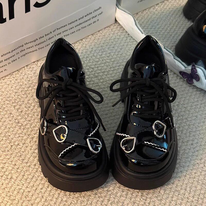 Youth style shoes Girls Black PU Leather School Shoes Fall Kids Formal Occasion Slip-On Style With Rubber Sole