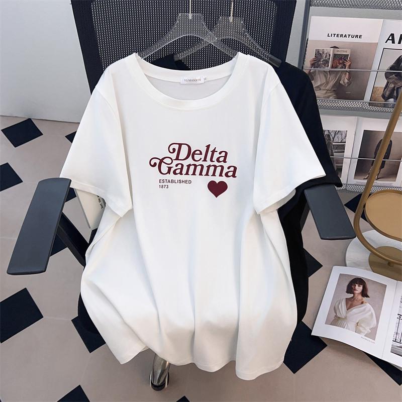 Plus Size Loose Fit Mid-Length Round Neck Short Sleeve T-Shirt for Women 2XL