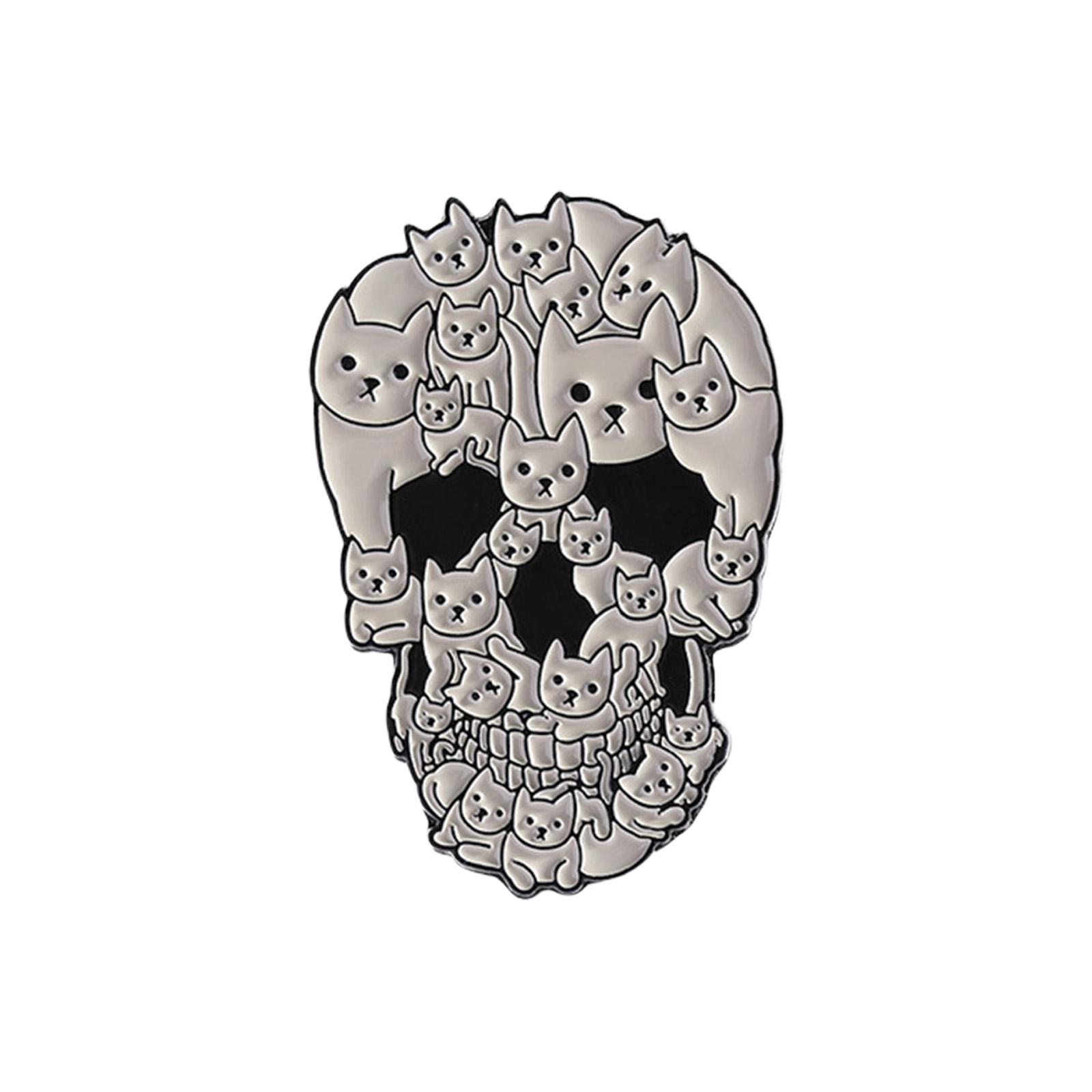 

Забавный Оригинальный Пин Череп Кошки Причудливый Мультяшный Дизайн Гладкий Экологичный Сплав Ювелирное Изделие Подарок для Любителей Домашних Животных A