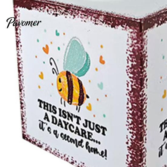 Durable Waterproof Tissue Container Iron Art Square Box, Bee And Bird Watercolor Print Farmhouse Style Paper Napkin Case Holder, Pastoral Decorative