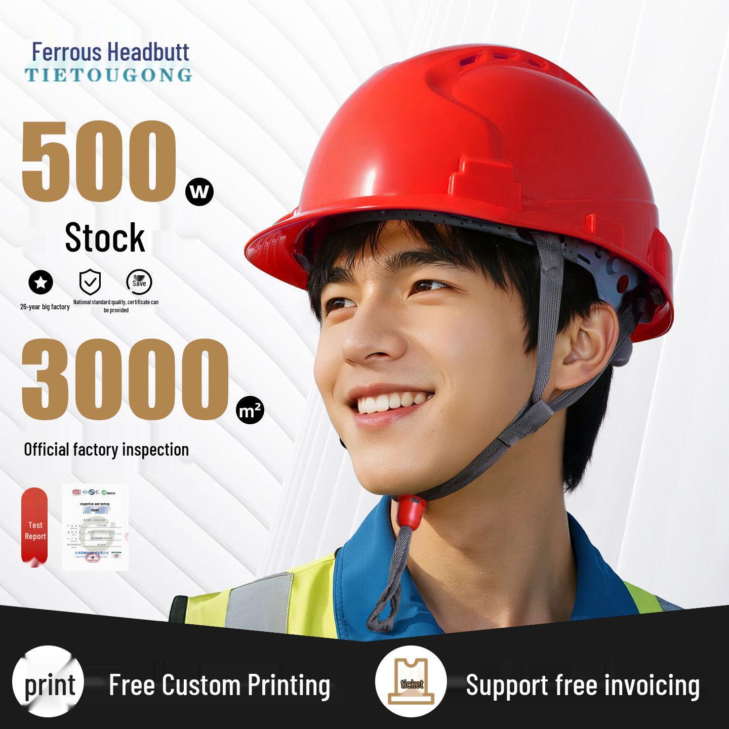 

Iron Head Kungfu Enhanced 3-Rib Breathable Anti-Smash Impact Construction Safety Helmet with Site Safety Printing Buckle Enhanced White