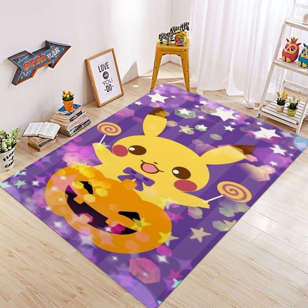  Pokemon Pikachu Print Carpet Cartoon Bedroom Rug Ins Children's Room Bedside Mat Anime Home Living Romm Simple Floor Mat