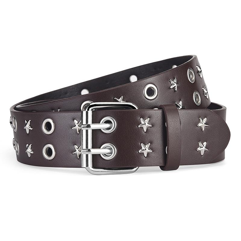 Wind Personality Trend Punk Wind Double Exhaust Eye Belt Star Unisex Pu Leather Pants Belt