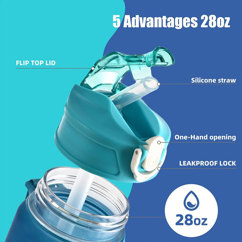 800ML KPop Demon Hunters Gradient Cartoon Print Large Capacity Straw Water Cup Outdoor Portable Sports Drink Bottles Travel Mug