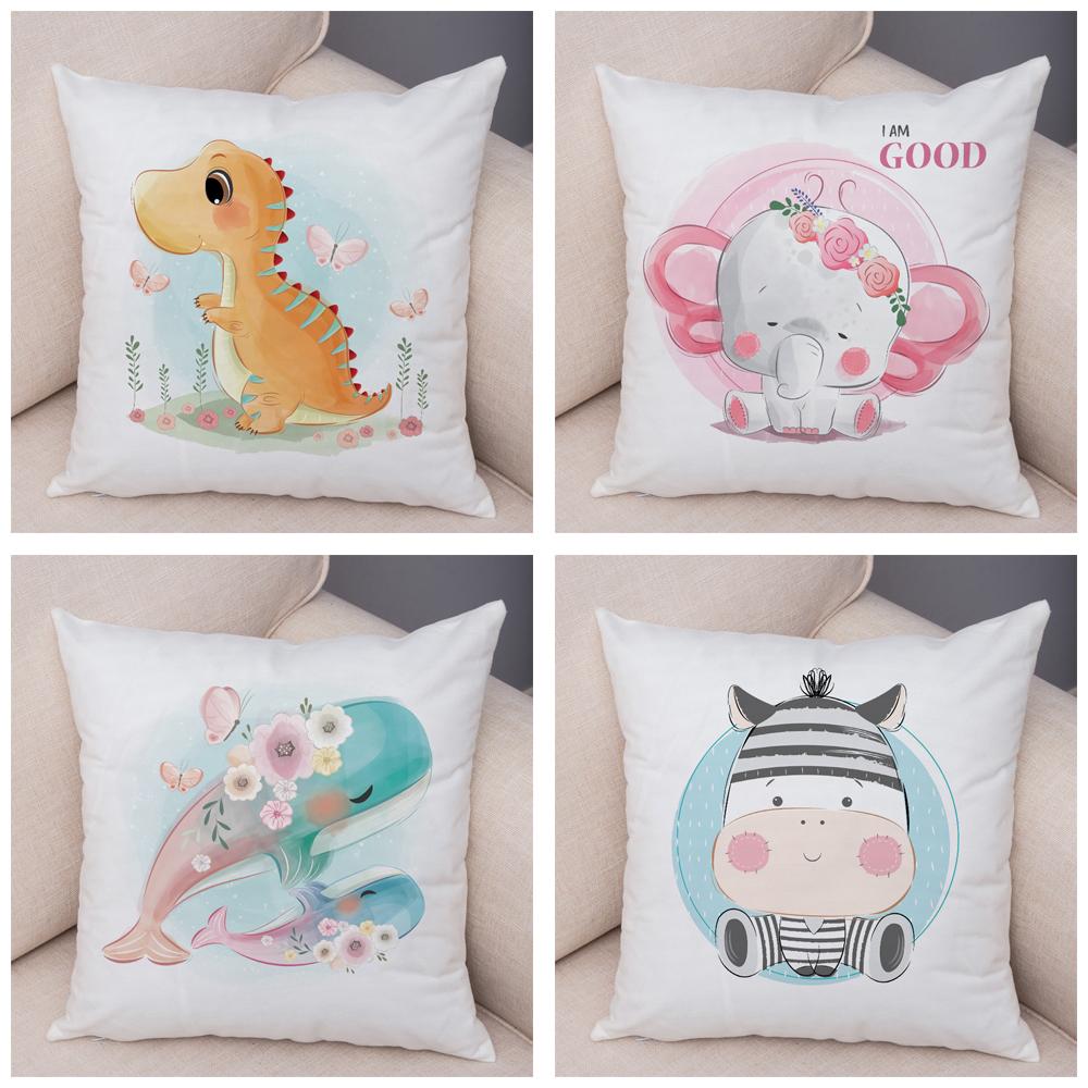 Super Soft Plush Cute Cartoon Giraffe Eleghant Lion Pillow Case Nordic Kids Room Decor Lovely Animal Cushion Cover For Sofa Home