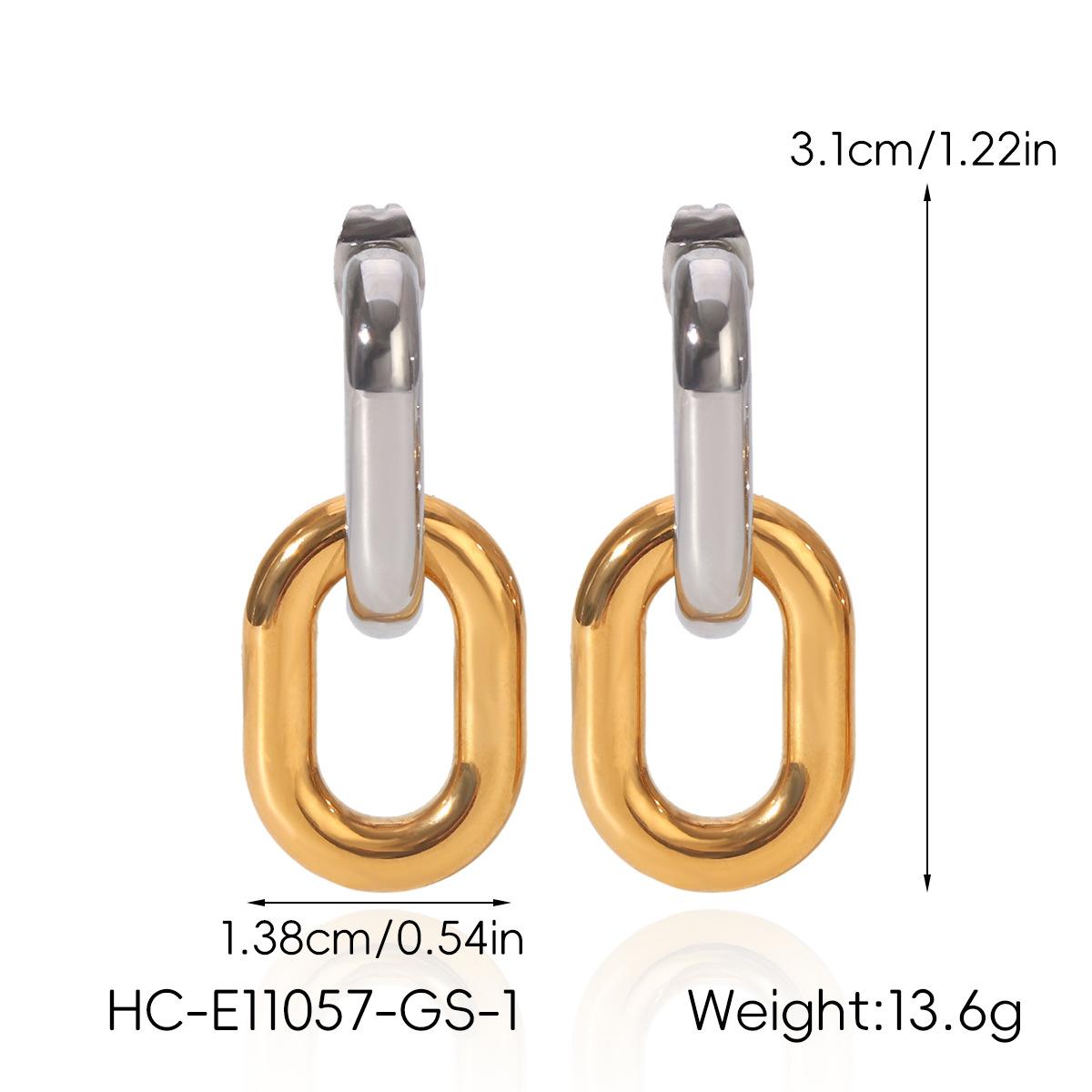 

Gold and silver color-block earrings for women, niche high-end Instagram style geometric stud earrings, 18k gold золотой