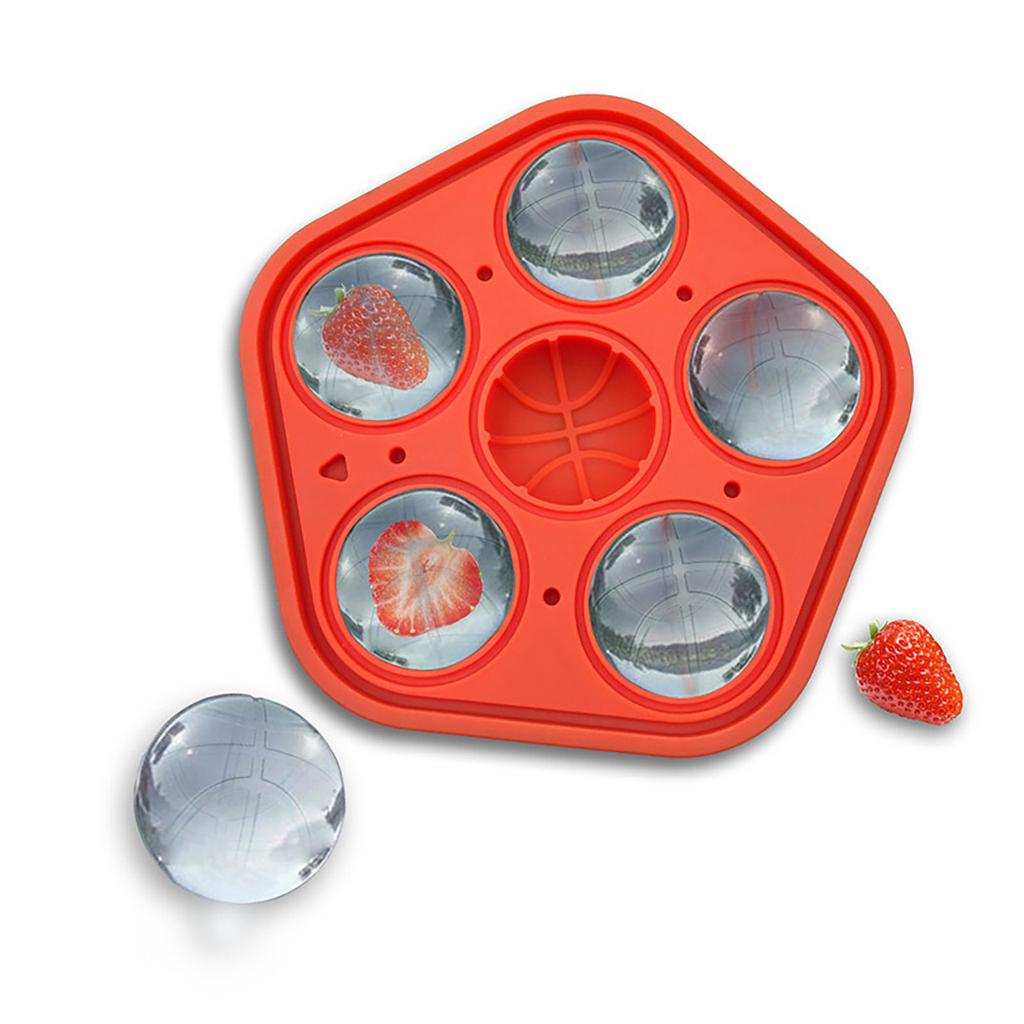 Ice Block Trays Basketball Ice Block Molds Reusable Silicone  5-Ice Block Maker