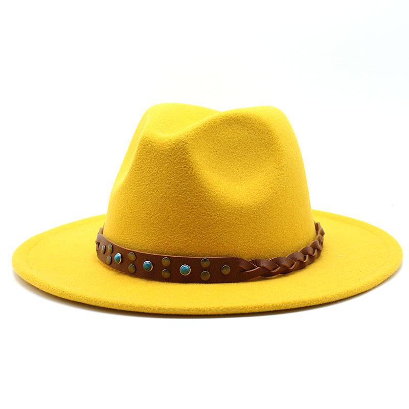 Felt Hat British Belt Vintage Versatile Top Hat Men'S And Women'S Jazz Hat Wool Hat