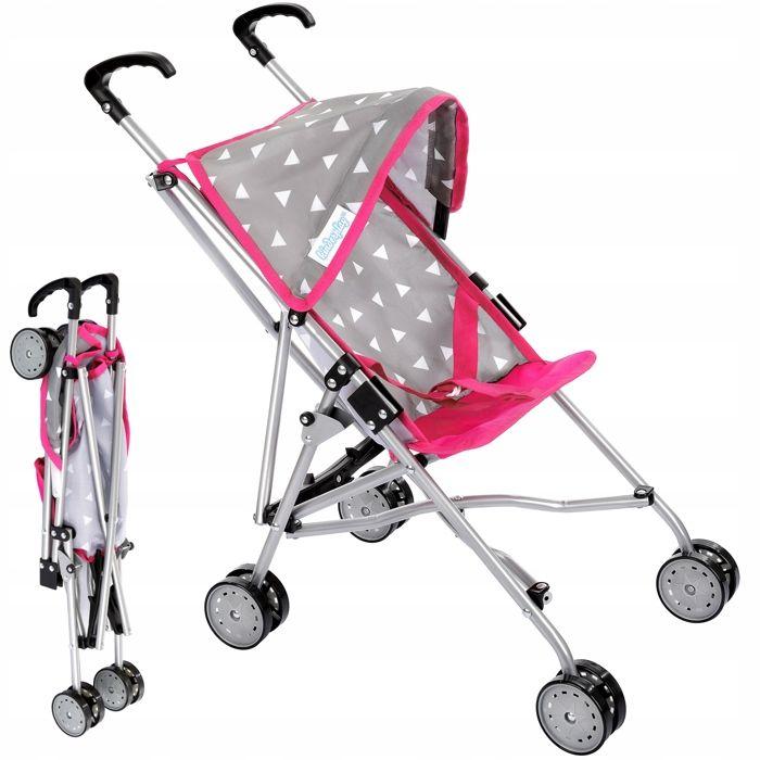 Poussette pour poupée légère pliante type parapluie avec harnais – Kinderplay (KP0290S)