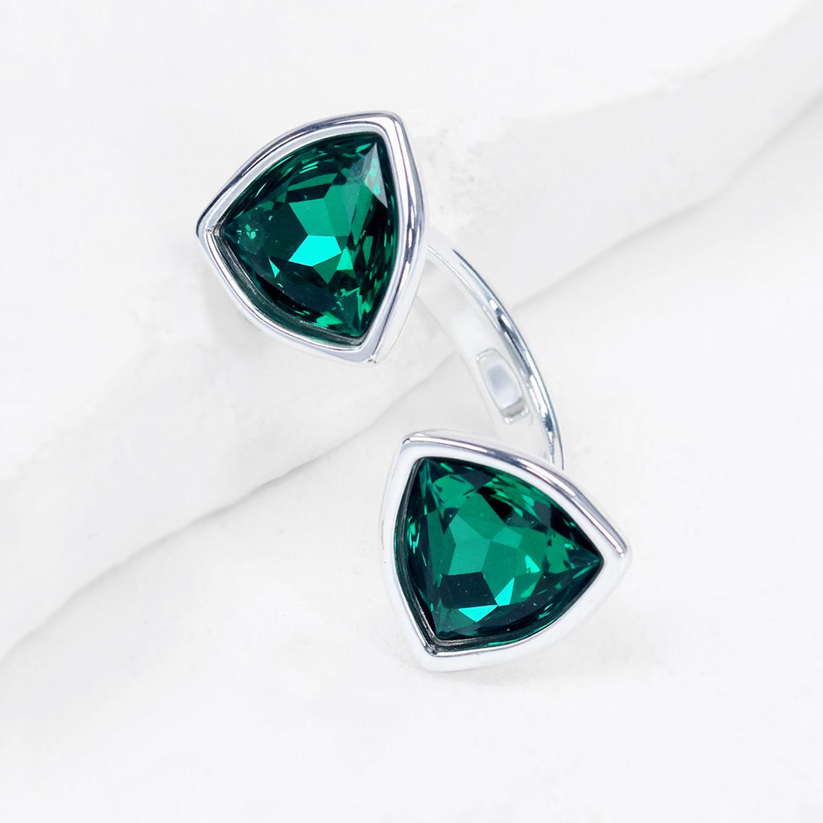 UNOde50 Symmetrical Triangle Crystal Ring - Women s Stylish Spanish Design Size 8