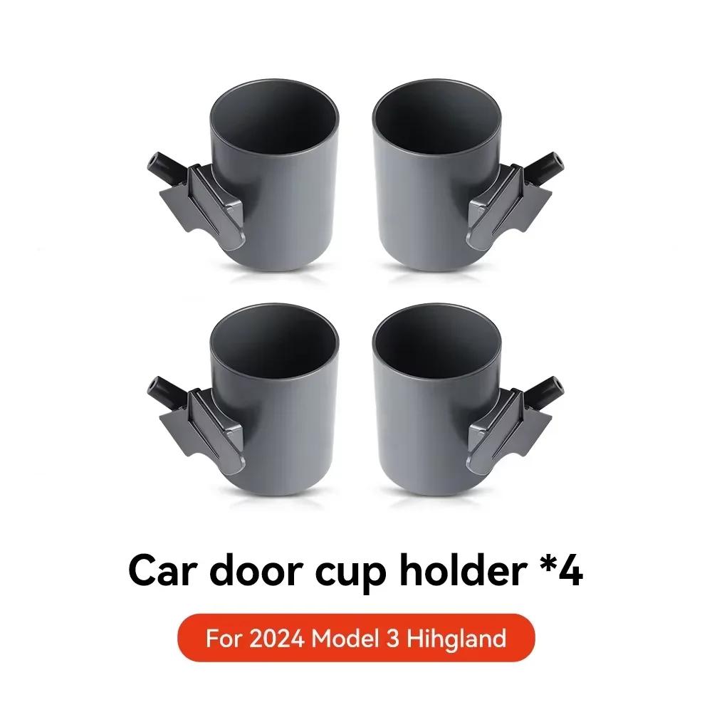 New For Tesla Model 3 Y Highland Juniper 2025 4 Pcs/Set Car Door Cup Holder Special Door Cup Storage Box Rack Car Accessories
