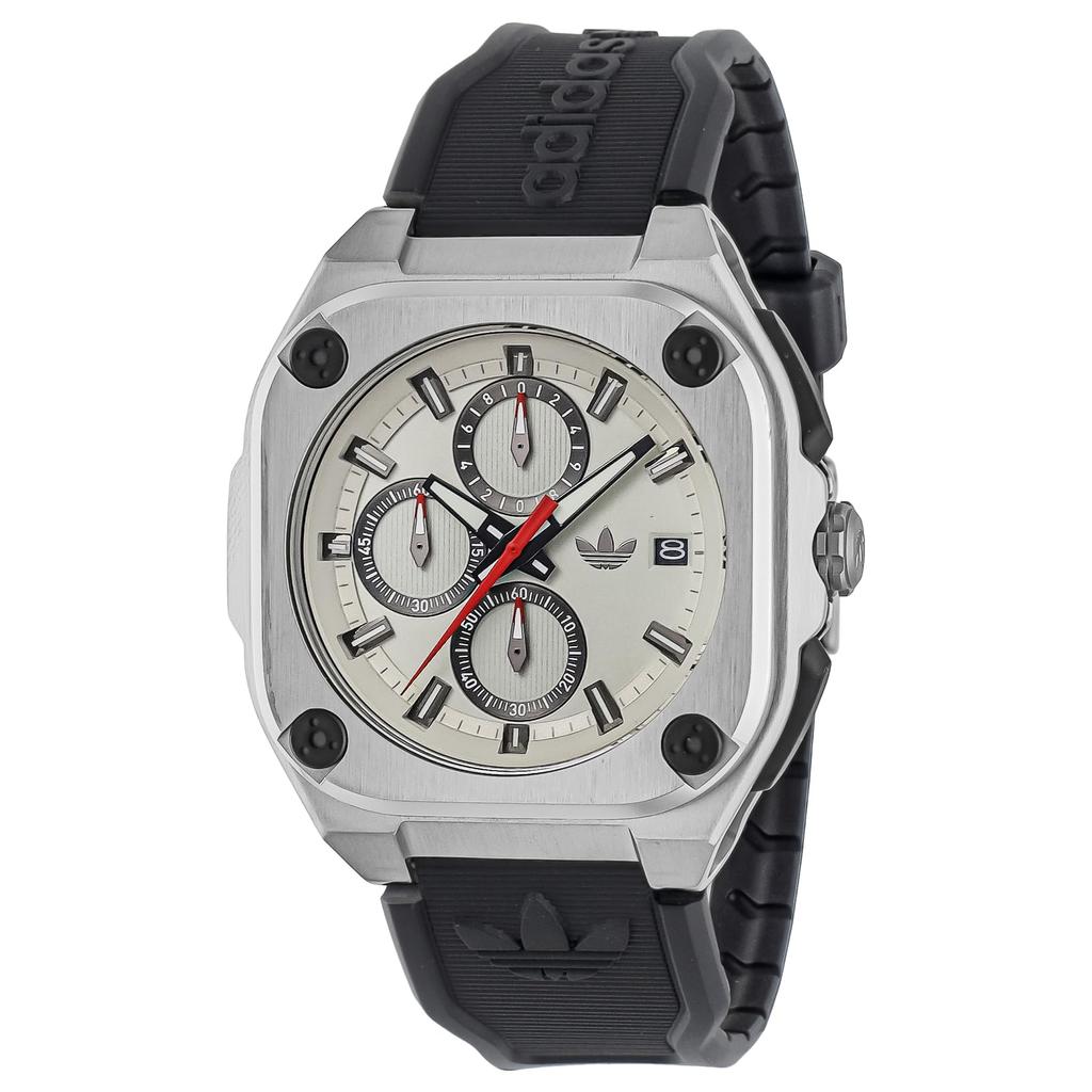 Watch CITY TECH THREE CHRONO Silver Dial Stainless Steel Mineral Glass Quartz Watch Brand AOFH24017 [Adidas] Men's [Item]