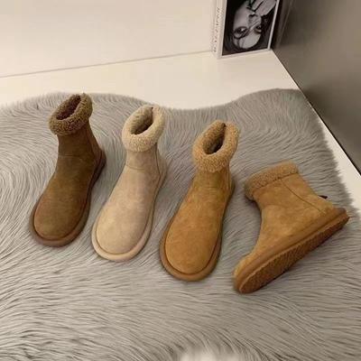 Retro Outer Wear Winter Warm Velvet Cotton Boots Versatile Thick-soled Women's Boots Fluffy Shoes Short Boots Mori Snow Boots Women
