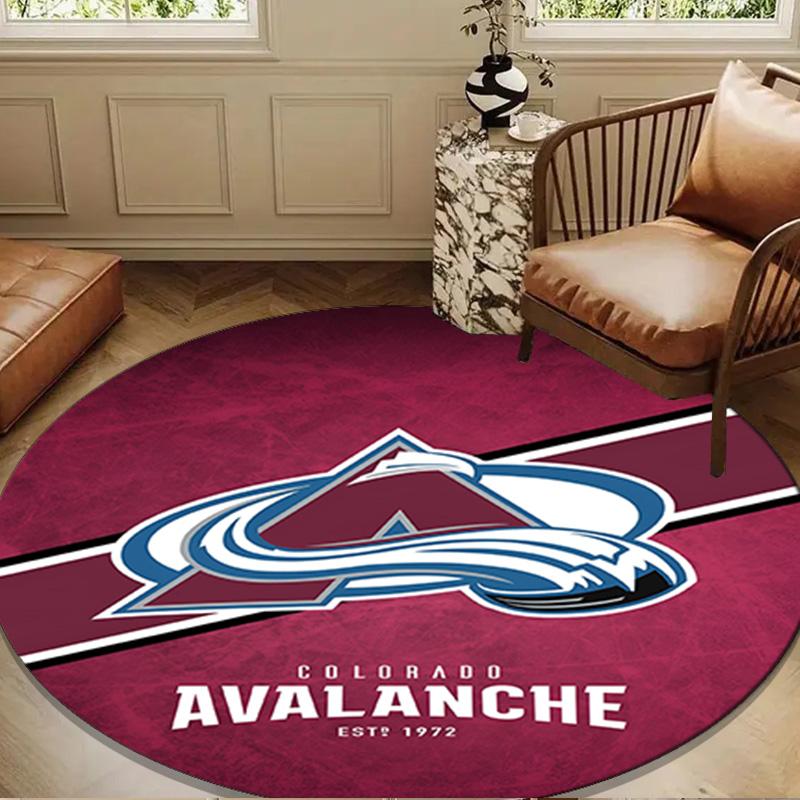 Avalanche Team Spirit Round Rug for Livingroom,Bedroom, Palyroom, Chair Rug, Area Rug, Circle Carpet, Large Size Decor Fan Christmas Gift