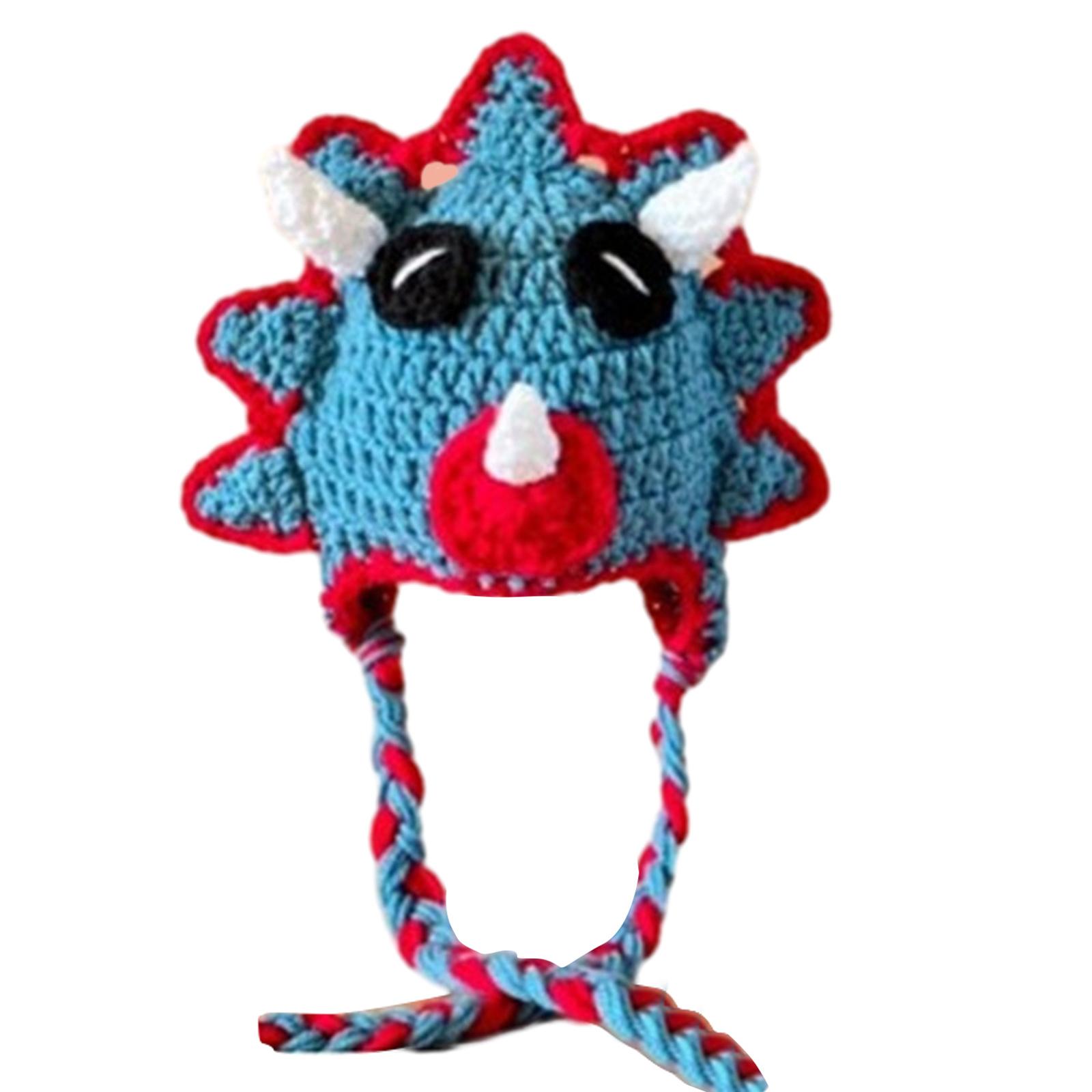 Забавная шапка-динозавр Свободная детская костюмная шляпа Подарок на Хэллоуин Теплая большая вязаная шапка Свободная шапка Реквизит для фото на Хэллоуин