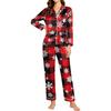 Women's Snowflake Print Long Sleeve Pajamas for Winter Sleepwear and Home Lounging