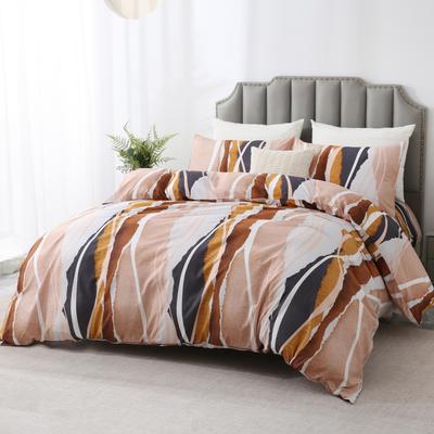 Orange Gold Geometric Lines Duvet Cover King, Striped Comforter Cover for Minimalist Women Men Adults, Modern Aesthetics Bedding