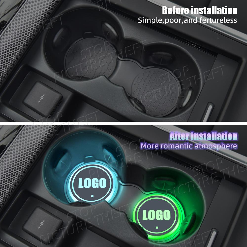 CIC1 For Opel Vauxhall OPC Line Logo Antara Astra Corsa Meriva GSI Emblem Led Car Water Cup Mat Drink Holder Auto Interior Decorative