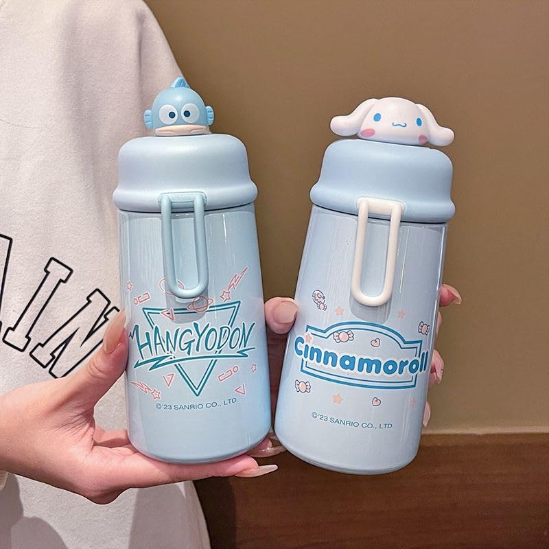 Hangyodon and Kuromi Thermos Water Bottle, 320ml, Vacuum Insulated, 304 Stainless Steel, Perfect for Commuting, School, Birthdays, and More. Cute,