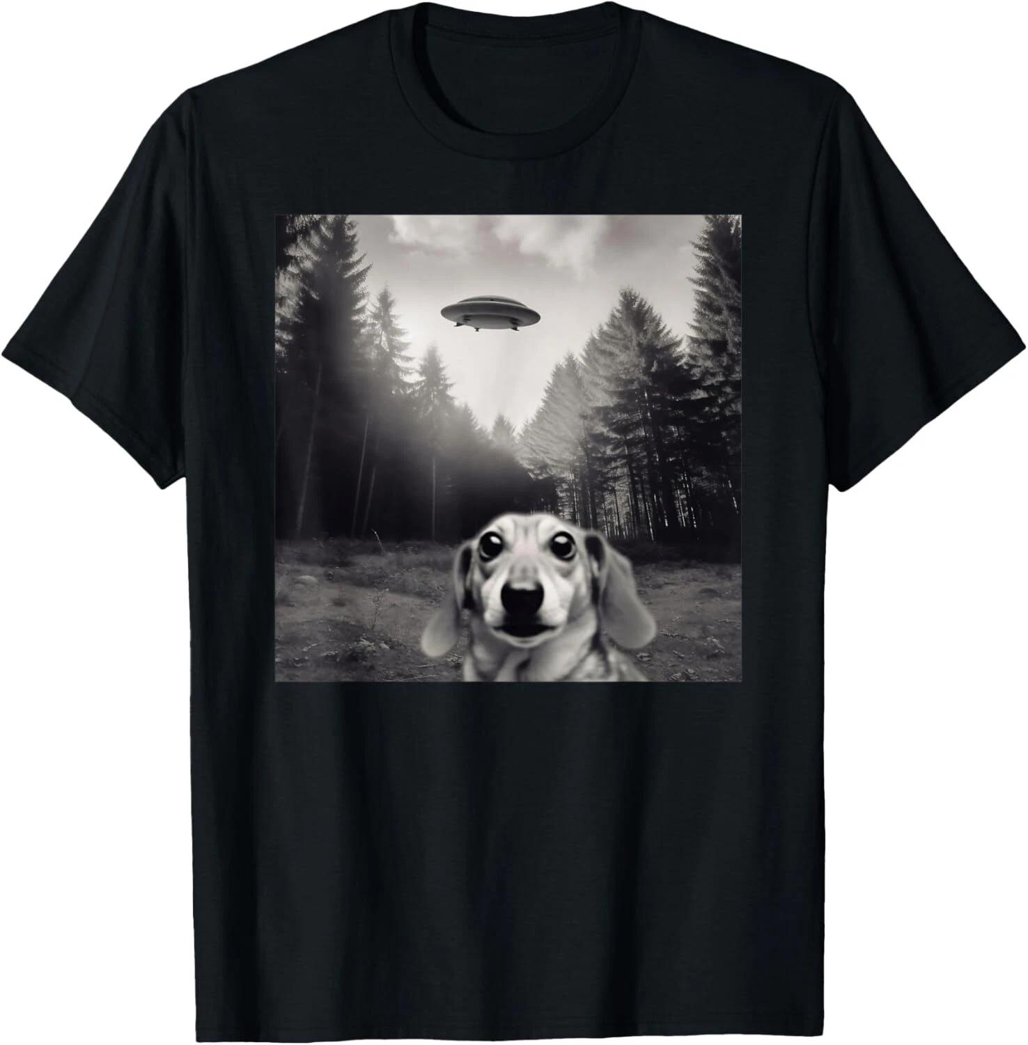 Alien UFO Funny Dachshund Dog Gift Unisex T-Shirt XL