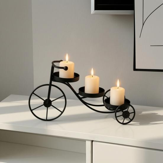 Yangyizhi Bicycle Shape Candle Holder, Nordic Style Candlestick, Metal Holder for Scented Candles Tealights, Romantic Home Decor Wedding Gift