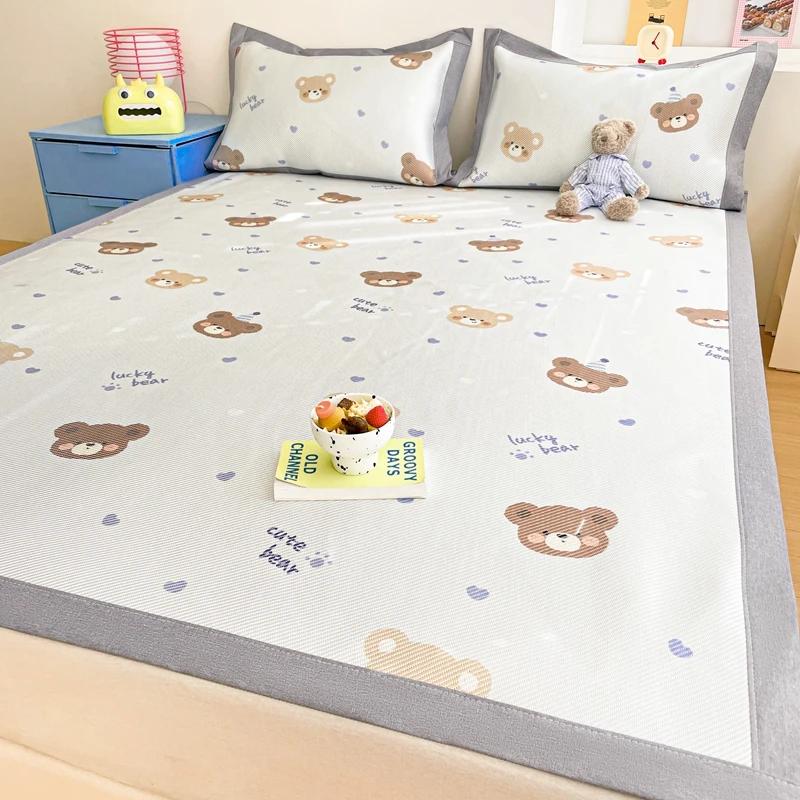Premium End Animated Ice Silk Bed Mat Summer Cool Down Sleeping Mat Bed Adult Child Washable Cooling Bed Pad and Pillowcases
