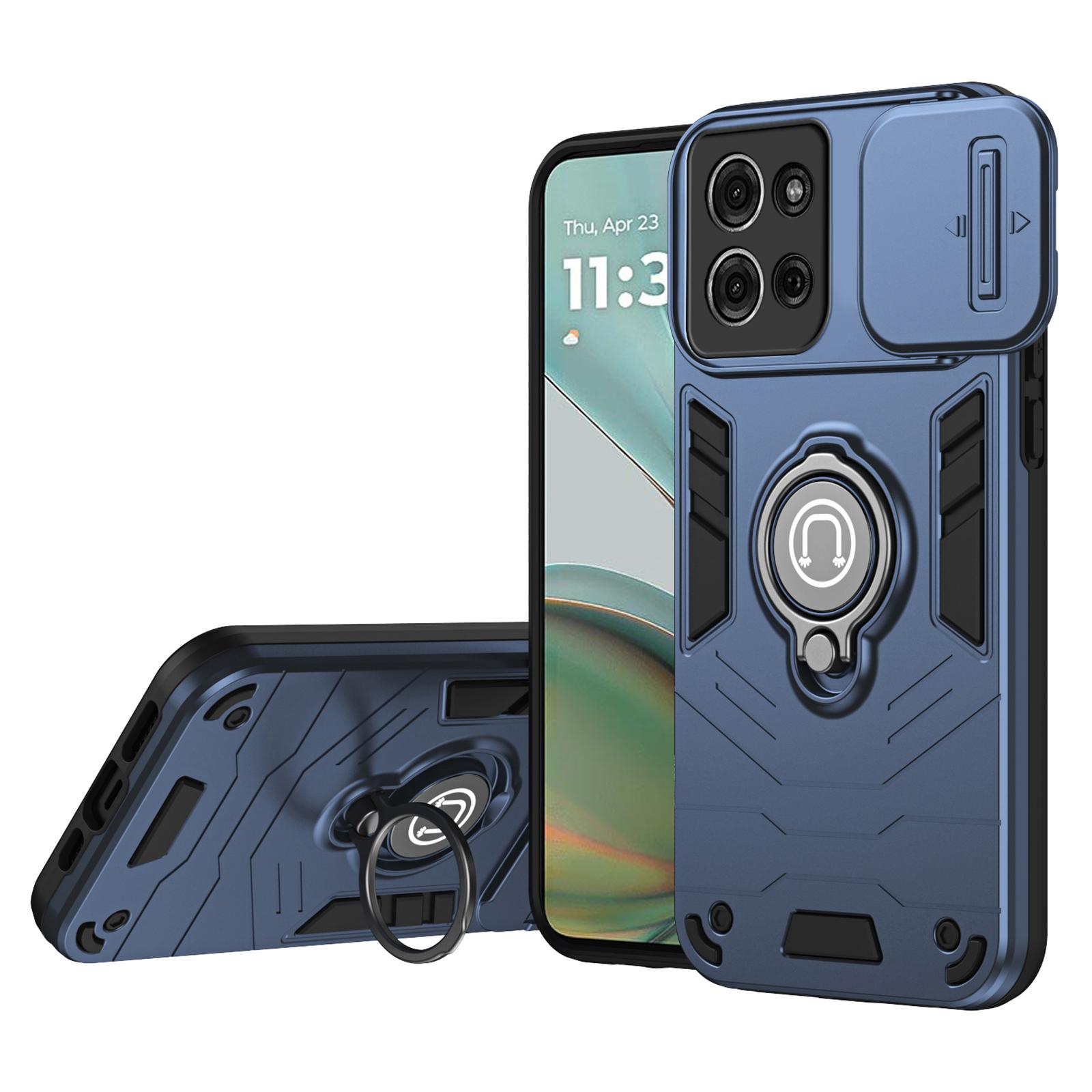 

For Motorola Moto G75 5G Case Slide Camshield Kickstand PC+TPU Phone Cover Blue