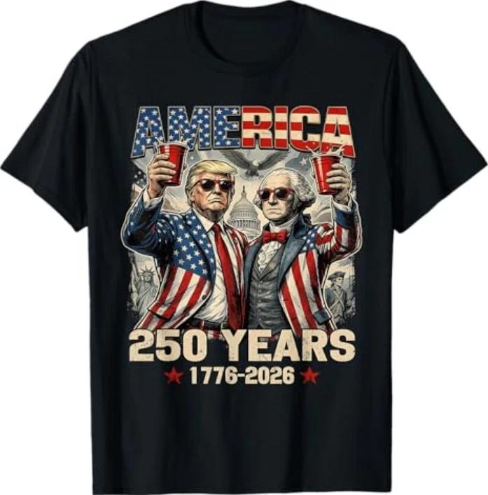 250 Years America Anniversary 250th Trump Washington Vintage TShirt S