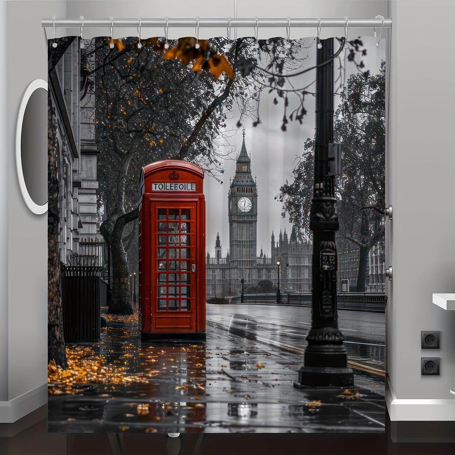 

Streetscape Digital Print Shower Curtain With Complimentary Hook, Machine Washable All-Season Polyester For Home Decor W60H190(CM)-1 Pcs