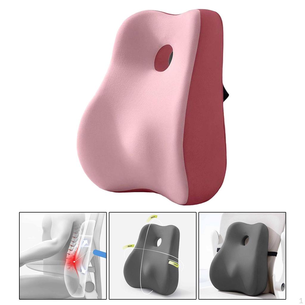 Backrest Cushion for Lumbar Support, Memory Foam Pillow with Strap Vehicle And Office