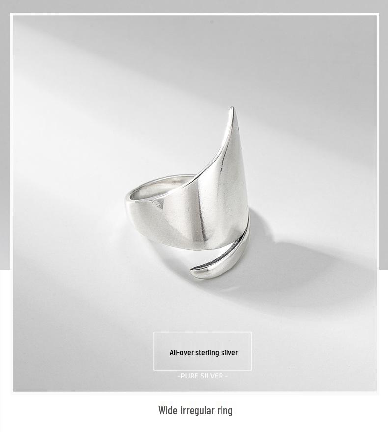 Irregular Polished S925 Sterling Silver Thumb & Index Ring for Women