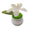 Künstliche Gestrickte Lilienblume Häkel-Topfpflanzen mit Topf Mini-Häkelblumen Handgefertigt Handgestrickte Pflanze Muttertag