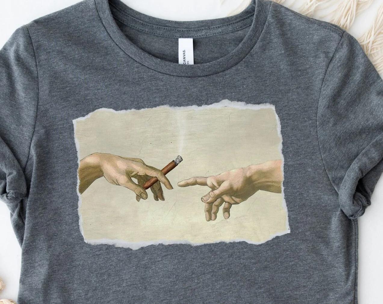 Cigar Shirt The Creation Of Adam Cigar tshirt Cigars Shirt Cigar Cigar Lover Shirt Cigar Gifts The Creation of the Cigar tee S