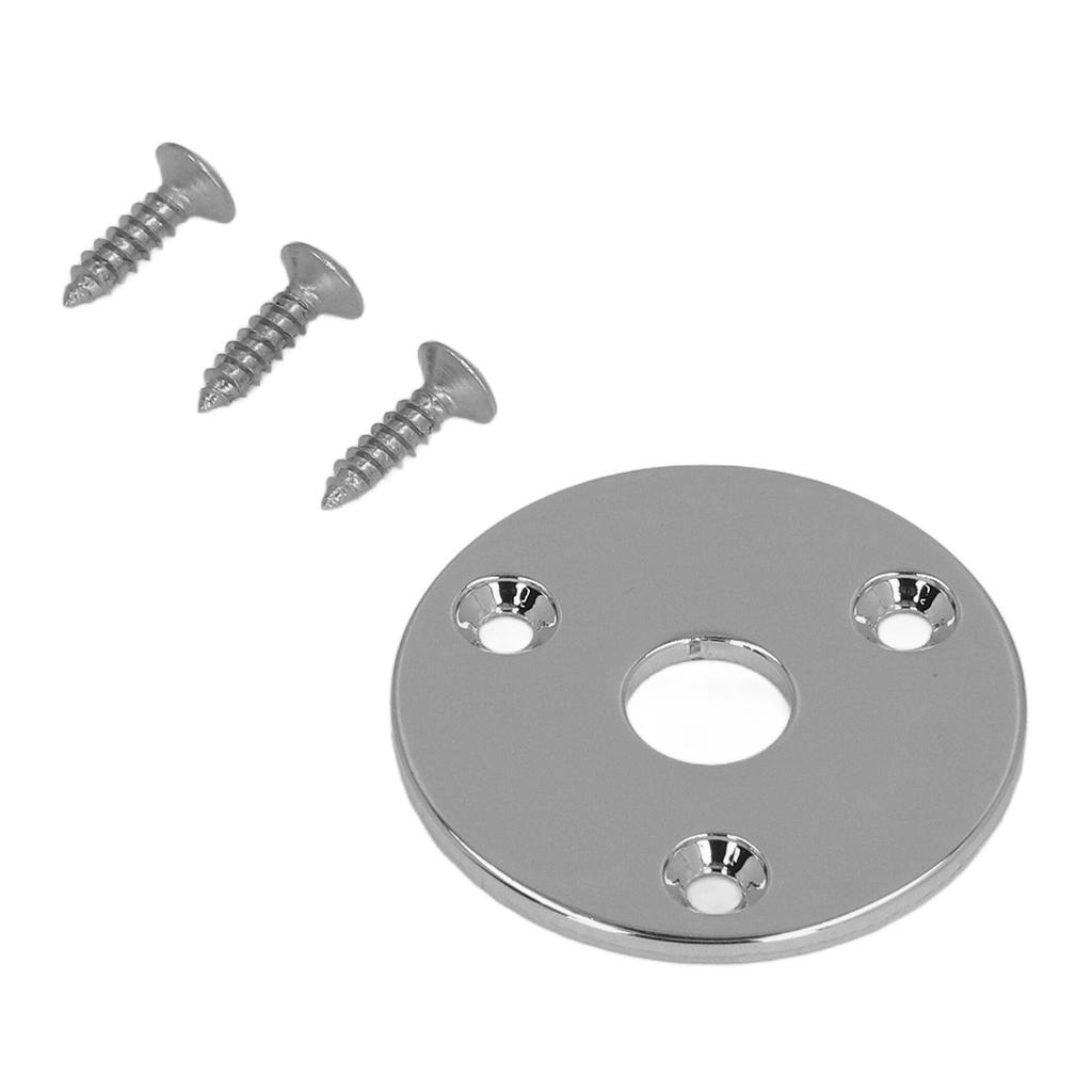 Guitar Jack Socket Plate Round Metal Input Output Cover Replacement Hardware for Bass with Mounting Screws