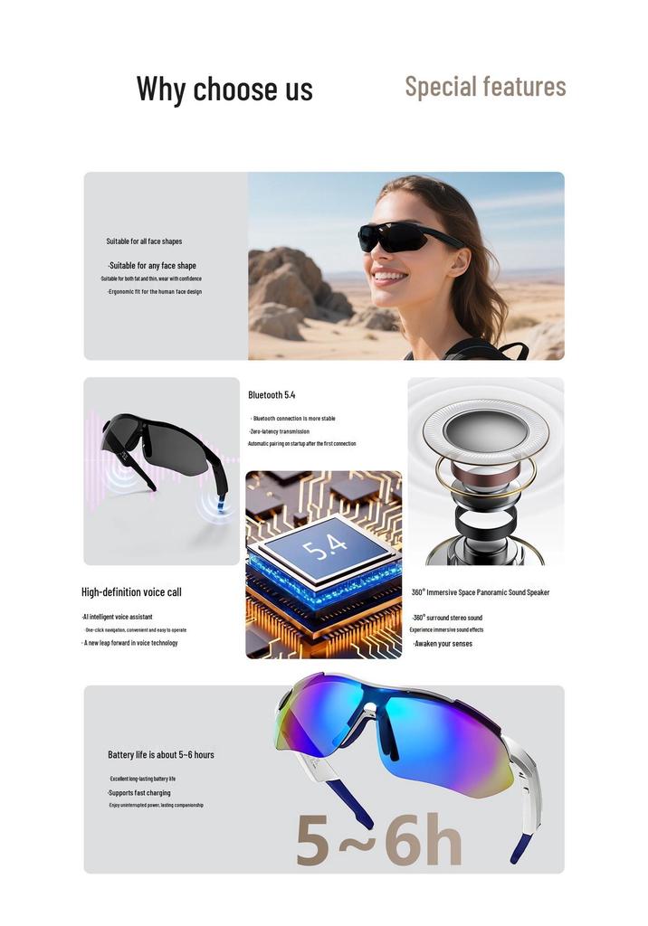 Bluetooth Smart Cycling Glasses: Anti-drop, UV Protection, Music & Call Features