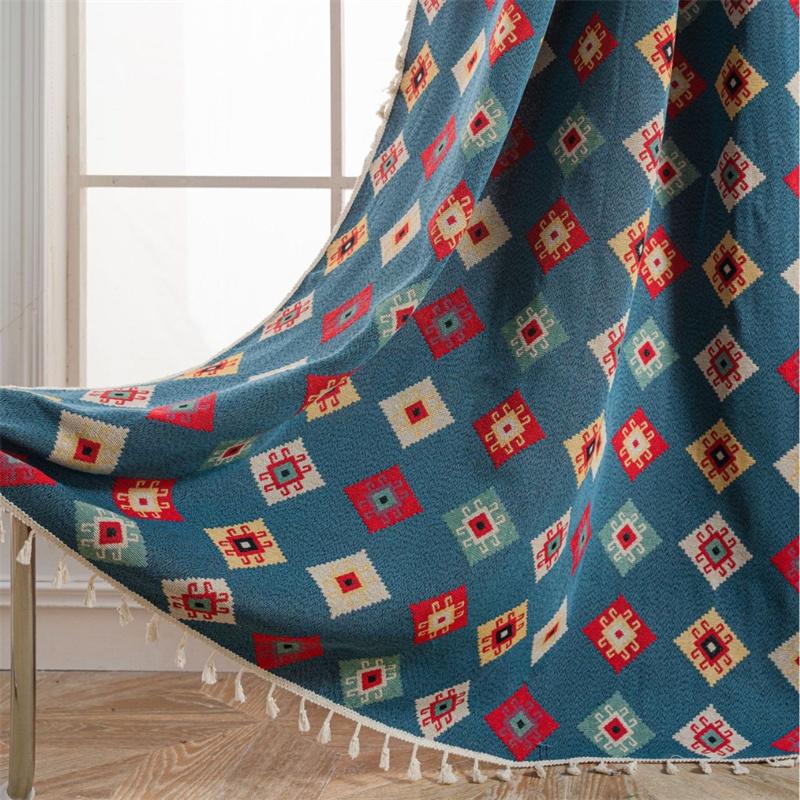 

Панели из кутюрного синего жаккарда — архитектурный геометрический принт с шелковой бахромой | Светорассеивающие занавески для кладовых шеф-поваров и стеклянных атриумов 1.5x1.6MHook Top