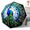 Blue Peacock Garden Outdoor Automatic Umbrella Retractable Design with 8-Rib Durability Lightweight Perfect Gift for Friends Family