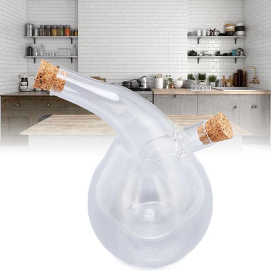 2 In 1 Oil and Vinegar Dispenser Bottle Olive Oil Vinegar Cruet Bottle with Cork Stoppers Clear Glass