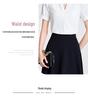 Women's Short-Sleeve V-Neck White Chiffon Blouse - Professional Summer Formal Wear