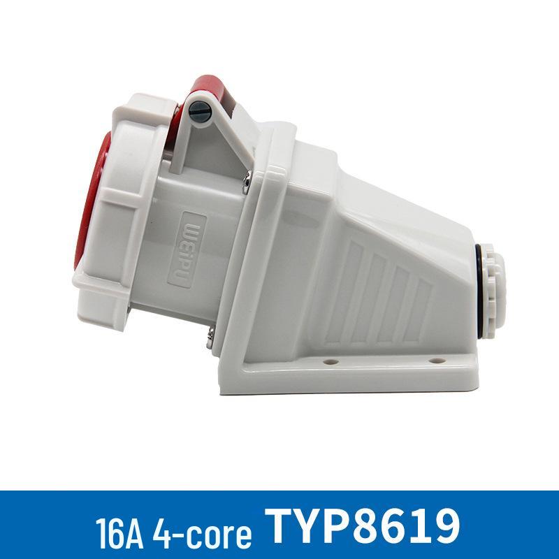 Weipu TYP Series 173 4-Pin 16A IP67 Waterproof Industrial Plug Socket - Surface/Flush Mount Connector