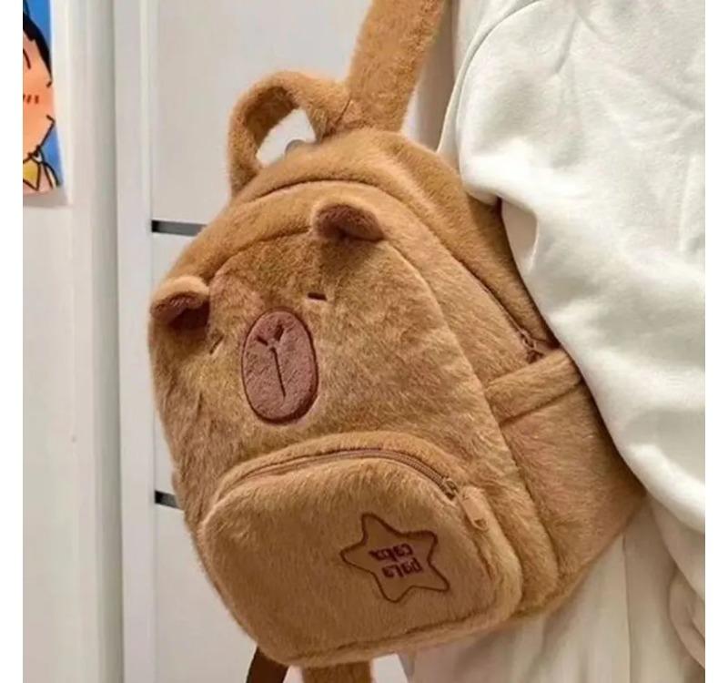Kawaii Capybara Plush Backpack For Women Versatile Cartoon Funny Capibala Crossbody Bag Alrge Capacity Tote Bag