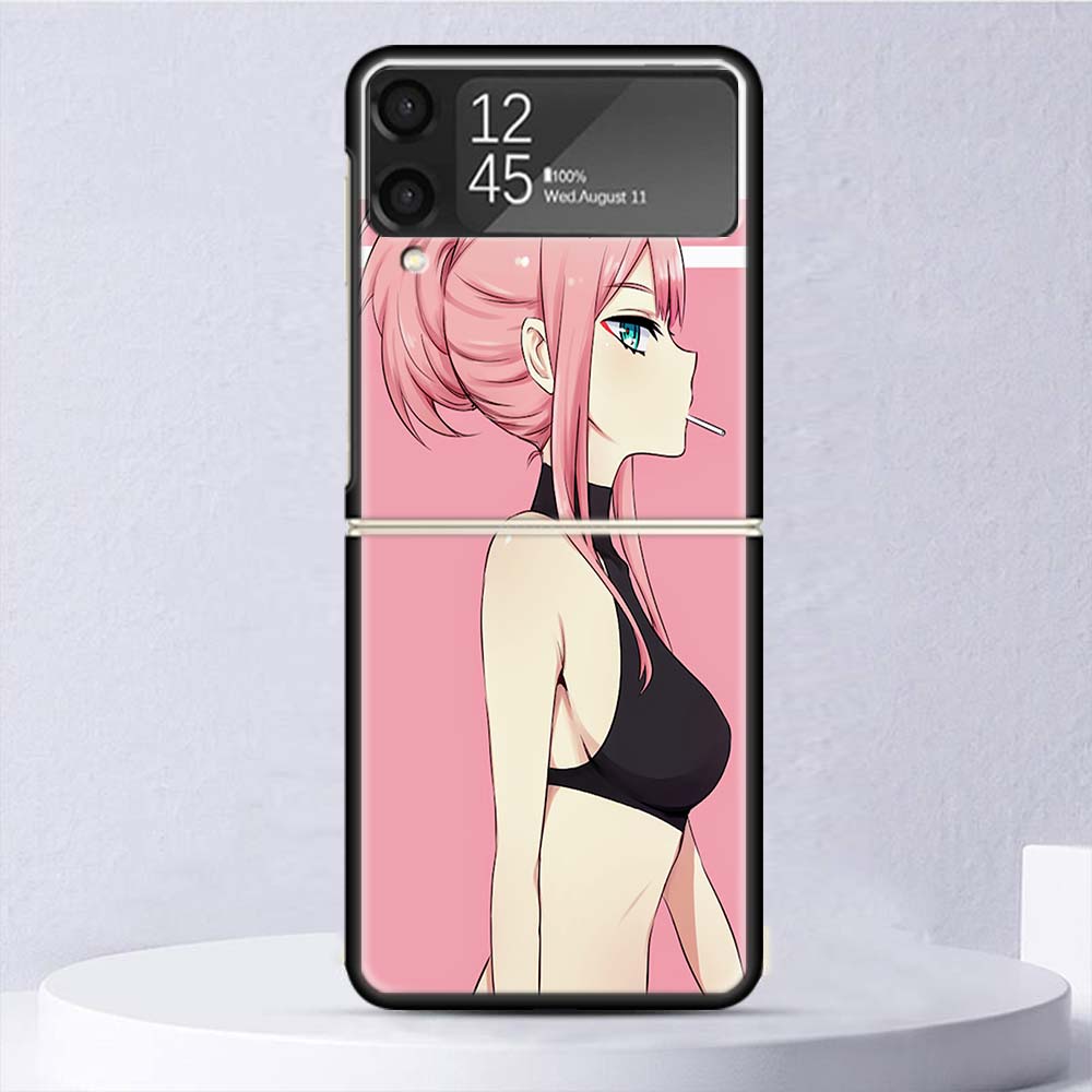 Zero Two Darling In The Franxx 02 Shockproof Case For Samsung Galaxy Z Flip 7 6 5 4 3 5G Phone Cover Z Flip3 Flip4 Flip5 Flip6 F