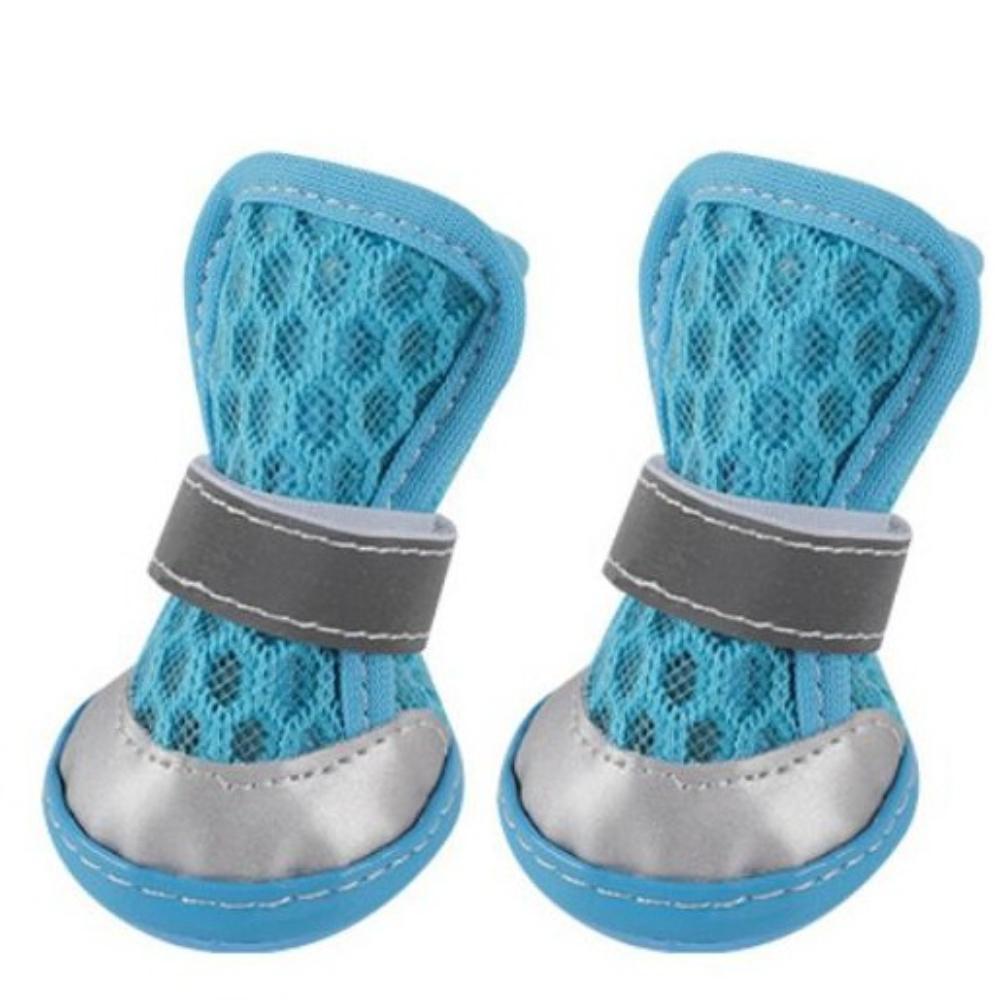 

A Pair Breathable Dog Mesh Shoes Wear Resistant Reflective Dog Shoes Non-slip Pet Boots Summer Use 4.5*3.7CM синій