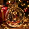 Hanging Decor for Christmas Tree Lighted Ornament with Warm LED Lights Retro Metal Cap Decorative Illuminated Spheres Transparent Ball Holiday