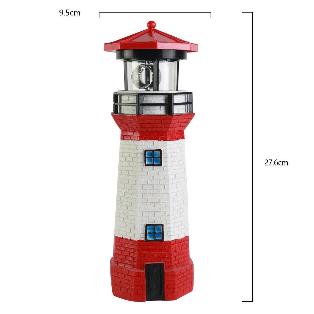 Solar-Powered LED Rotating Lighthouse Garden Ornament