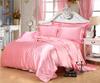 Red Wedding Four-Piece Set: Imitation Mulberry Silk Duvet Cover and Bed Sheet in Solid Color, Double Size, Faux Tencel Tribute Satin.