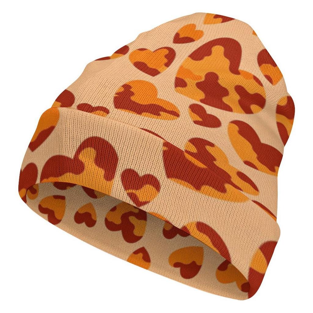 Factory Best Sale Custom Teal Heart Camo Print Cuffed Knit Beanie Men Women Winter Warm Outdoor Skull Cap for Wear