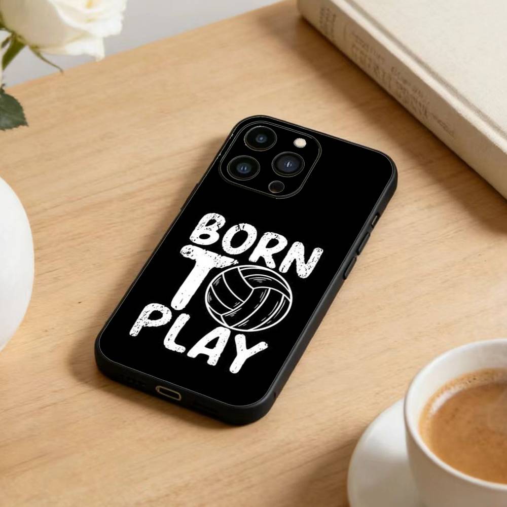 Painted Volleyball Phone Case For iPhone 16,15,14,13,12,17,Pro Max,Plus Silicone Black Case