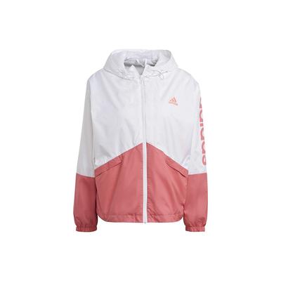 Logo Print Sports Woven Hooded Jacket Women Jackets White Pink GM5623